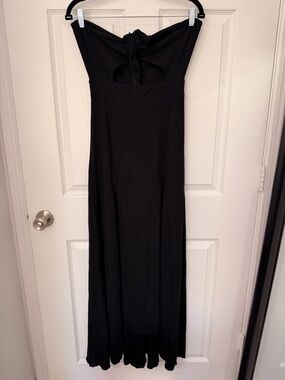 Lioness Black Strapless Knot-Front Maxi Dress
